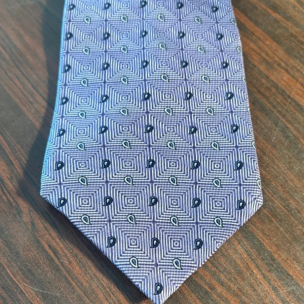 Nautica Geometric Blue Men's Tie - Picture 3 of 5